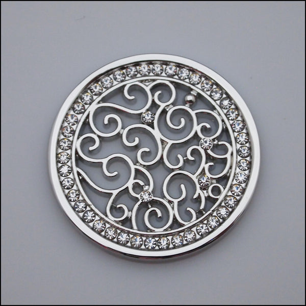 Coin for Coin Pendant - Decorative Swirls Silver