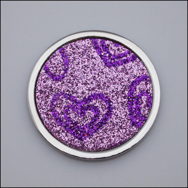 Coin for Coin Pendant - Glitter Hearts Purple