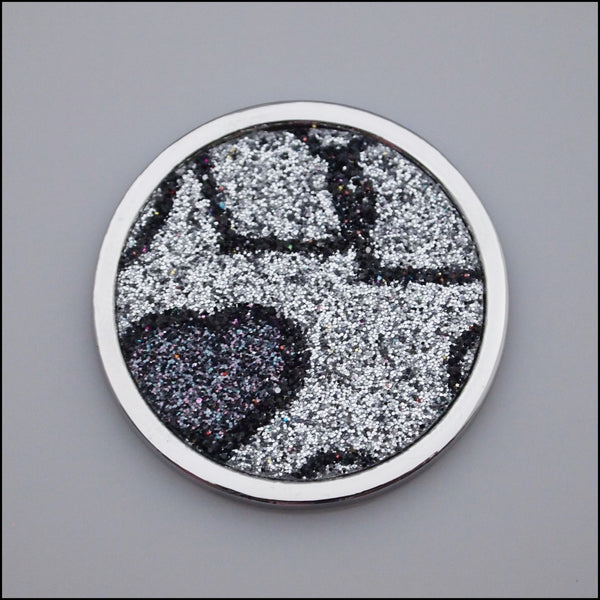 Coin for Coin Pendant - Glitter Hearts Black/Silver