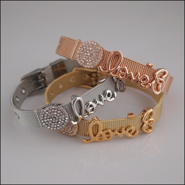 Mesh Slide Charm Bracelet - Love