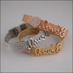 Mesh Slide Charm Bracelet - Love