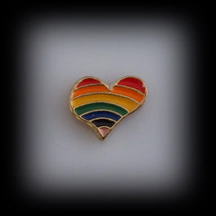 Rainbow Heart Gold Floating Charm