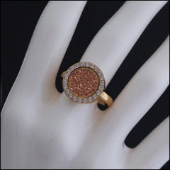 Magnetic Coin Crystal Ring - Gold