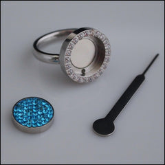 Magnetic Coin Crystal Ring - Silver
