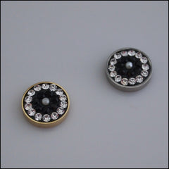Pave Crystal Black/White 12mm Magnetic Coin
