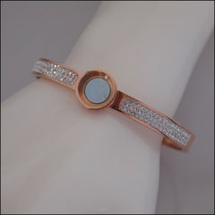 Magnetic Coin Crystal Bangle - Rose Gold