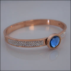 Magnetic Coin Crystal Bangle - Rose Gold