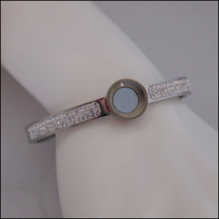 Magnetic Coin Crystal Bangle - Silver