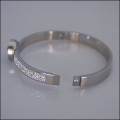 Magnetic Coin Crystal Bangle - Silver