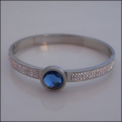 Magnetic Coin Crystal Bangle - Silver