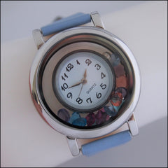Living Locket Floating Watch - Silver & Blue