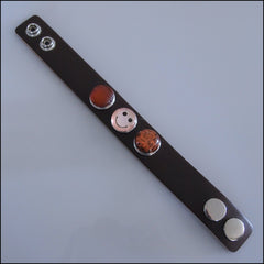 Wide Leather 3 Snap Bracelet Chocolate - Set 1