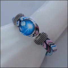 Zig Zag Snap Button Bracelet - Blue/Pink
