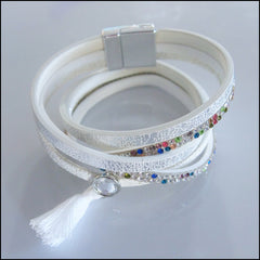 Leather Boho Wrap Bracelet - White