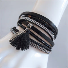 Leather Boho Wrap Bracelet - Black