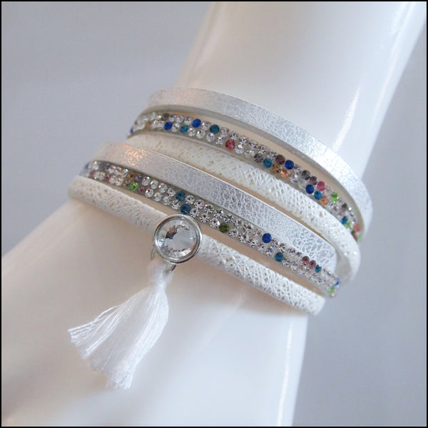 Leather Boho Wrap Bracelet - White