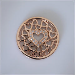 Coin for Coin Pendant - Crystal Heart Rose Gold