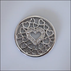 Coin for Coin Pendant - Crystal Heart Silver