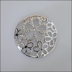 Coin for Coin Pendant - Crystal Flower Dome Silver