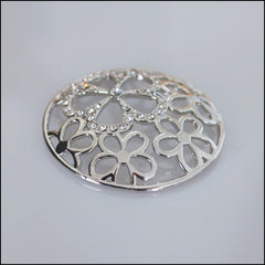 Coin for Coin Pendant - Crystal Flower Dome Silver