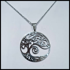 Stainless Steel Tree of Life Pendant & Earring Set