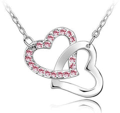 Pink Crystal and Silver Heart Necklace - Find Something Special