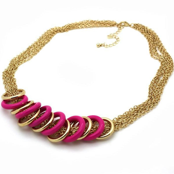 Pink and Gold Hoops Necklace