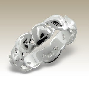 Band of Hearts Sterling Silver Stacking Ring