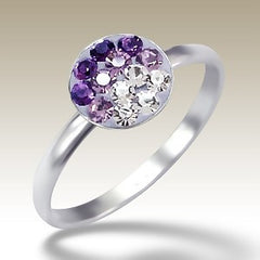 Purple Fade Crystal Disc Sterling Silver Stacking Ring - Find Something Special