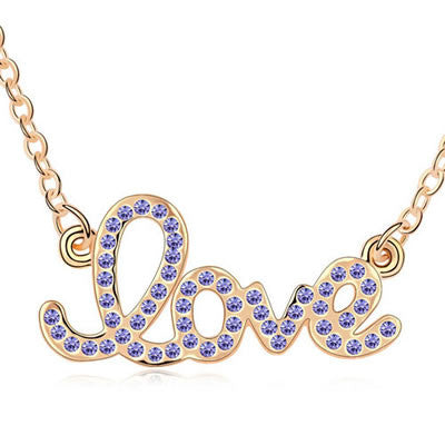 Purple and Gold "Love" Necklace