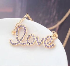Purple and Gold "Love" Necklace - Find Something Special