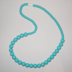 Silicone Round Bead Teething Necklace - Aqua - Find Something Special