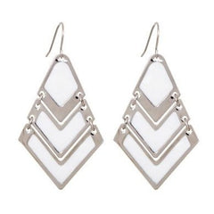 White Geometric Drop Earrings - Find Something Special