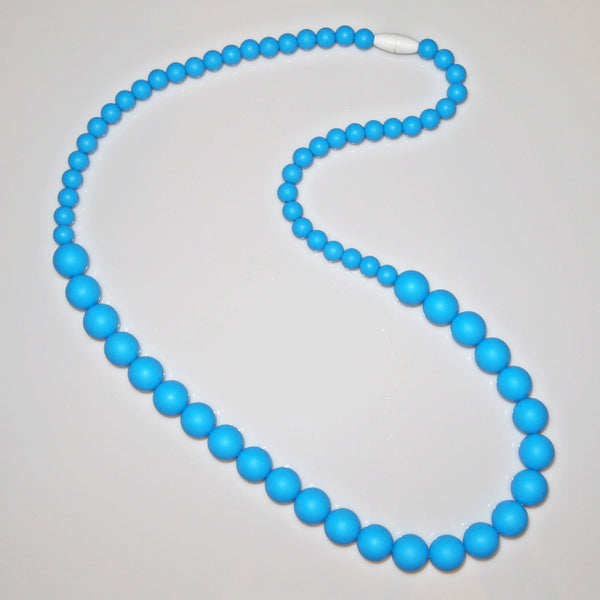 Silicone Round Bead Teething Necklace - Sky Blue