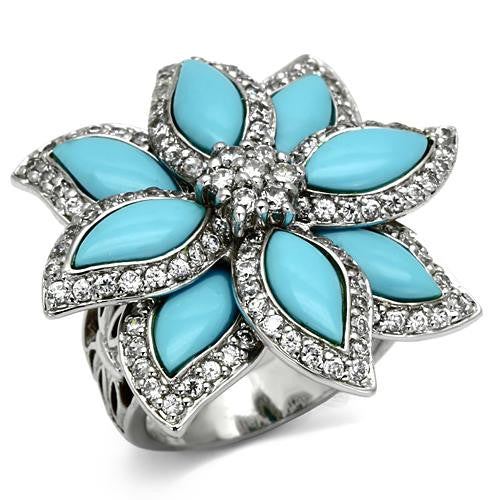 Sterling Silver Turquoise Flower Ring