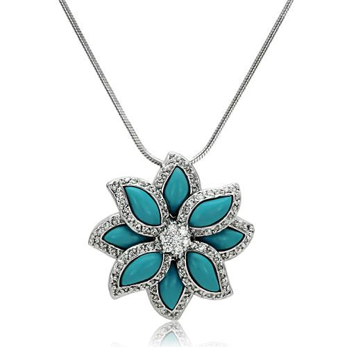 Sterling Silver Turquoise Flower Pendant