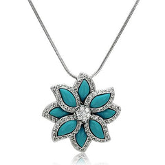 Sterling Silver Turquoise Flower Pendant - Find Something Special